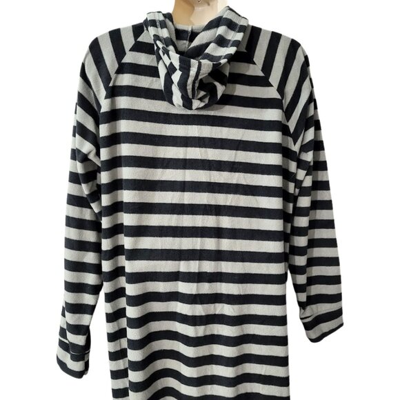 JUMPIN JAMMERZ Black & Gray Striped Hooded Footed Onesie Pajama - Unisex Size L - Picture 5 of 6